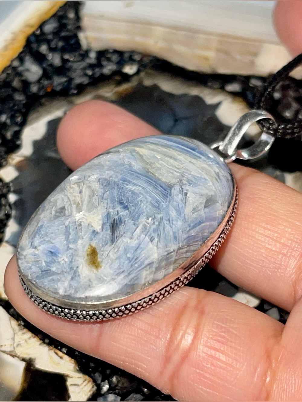 Blue Sheen Kyanite Pendant 2 1/4” - Stress Free Stone